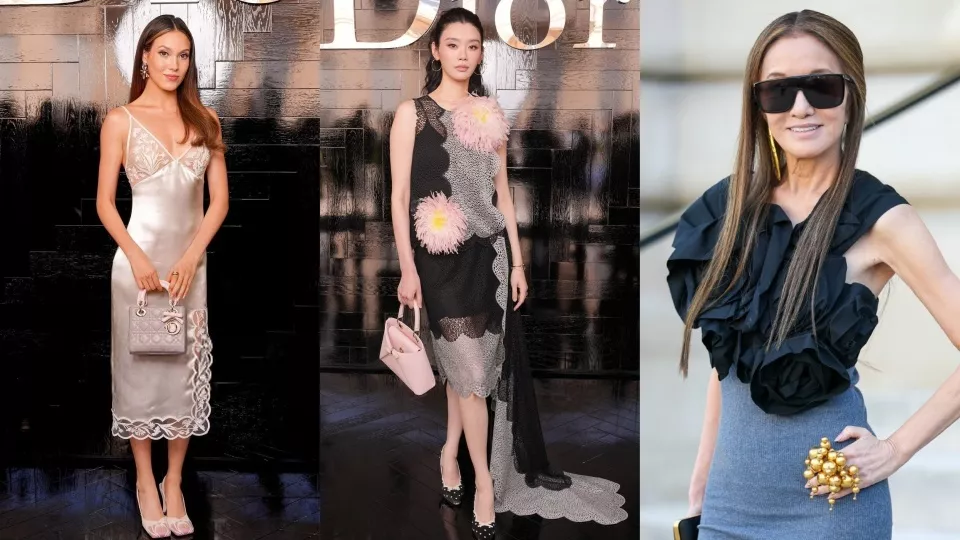巴黎时装周:奚梦瑶撑起礼服,韩素希美貌出走