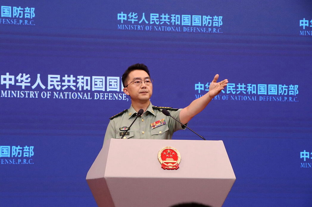 大陆国防部发言人蒋斌。记者陈宥菘/摄影 大陆国防部发言人蒋斌。记者陈宥菘/摄影
